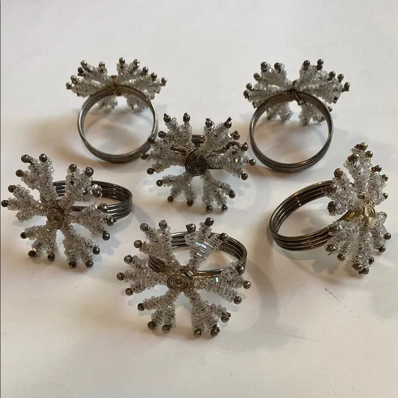 Silver Snowflake Napkin Rings 6x - Picture 5 of 10